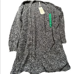 Womens marled black and white mixed cardigan XL